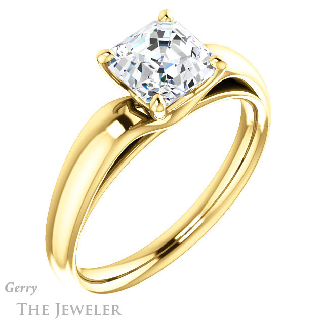 14k Yellow Gold Asscher Cut Forever One Engagement Ring Setting #GTJ993-asscher-fo-y 4 14k Yellow Gold Asscher Cut Forever One Engagement Ring Setting #GTJ993-asscher-fo-y