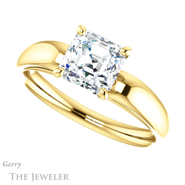 14k Yellow Gold Asscher Cut Forever One Engagement Ring Setting #GTJ993-asscher-fo-y 5 14k Yellow Gold Asscher Cut Forever One Engagement Ring Setting #GTJ993-asscher-fo-y