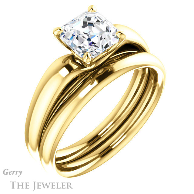 14k Yellow Gold Asscher Cut Forever One Engagement Ring Setting #GTJ993-asscher-fo-y 6 14k Yellow Gold Asscher Cut Forever One Engagement Ring Setting #GTJ993-asscher-fo-y