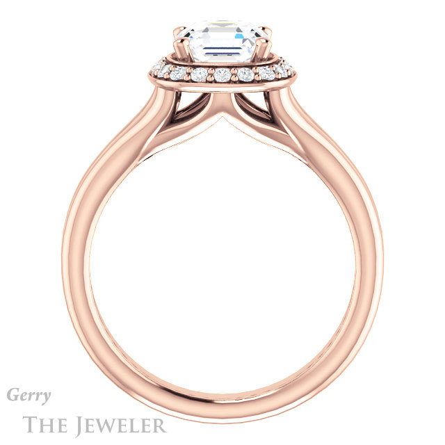 14k Rose Gold Asscher Cut Forever One Engagement Ring Setting #GTJ994-asscher-fo-r