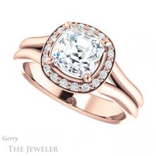 14k Rose Gold Asscher Cut Forever One Engagement Ring Setting #GTJ994-asscher-fo-r