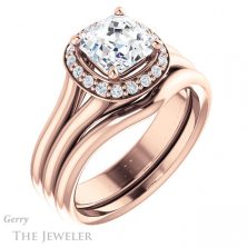14k Rose Gold Asscher Cut Forever One Engagement Ring Setting #GTJ994-asscher-fo-r