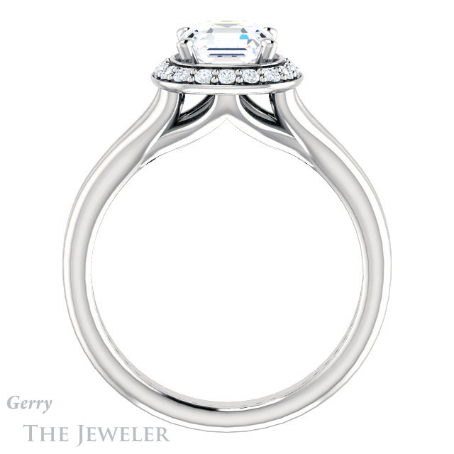 14k White Gold Asscher Cut Forever One Engagement Ring Setting #GTJ994-asscher-fo-w