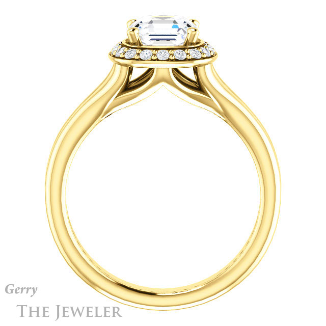 14k Yellow Gold Asscher Cut Forever One Engagement Ring Setting #GTJ994-asscher-fo-y