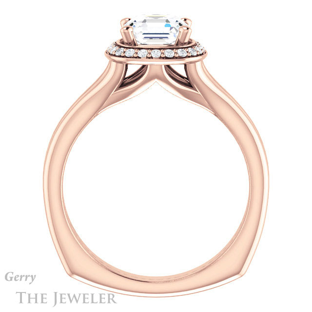 14k Rose Gold Asscher Cut Forever One Engagement Ring Setting #GTJ995-asscher-fo-r