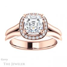 14k Rose Gold Asscher Cut Forever One Engagement Ring Setting #GTJ995-asscher-fo-r