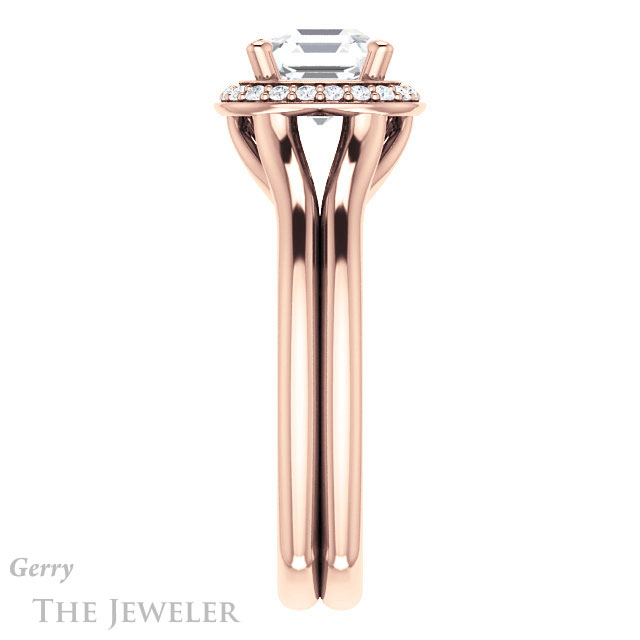 14k Rose Gold Asscher Cut Forever One Engagement Ring Setting #GTJ995-asscher-fo-r