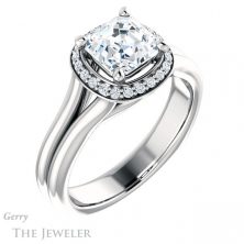 14k White Gold Asscher Cut Forever One Engagement Ring Setting #GTJ995-asscher-fo-w 4 14k White Gold Asscher Cut Forever One Engagement Ring Setting #GTJ995-asscher-fo-w