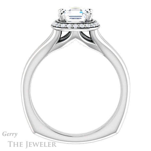 14k White Gold Asscher Cut Forever One Engagement Ring Setting #GTJ995-asscher-fo-w 2 14k White Gold Asscher Cut Forever One Engagement Ring Setting #GTJ995-asscher-fo-w