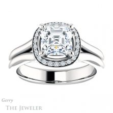 14k White Gold Asscher Cut Forever One Engagement Ring Setting #GTJ995-asscher-fo-w 1 14k White Gold Asscher Cut Forever One Engagement Ring Setting #GTJ995-asscher-fo-w