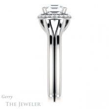14k White Gold Asscher Cut Forever One Engagement Ring Setting #GTJ995-asscher-fo-w 3 14k White Gold Asscher Cut Forever One Engagement Ring Setting #GTJ995-asscher-fo-w