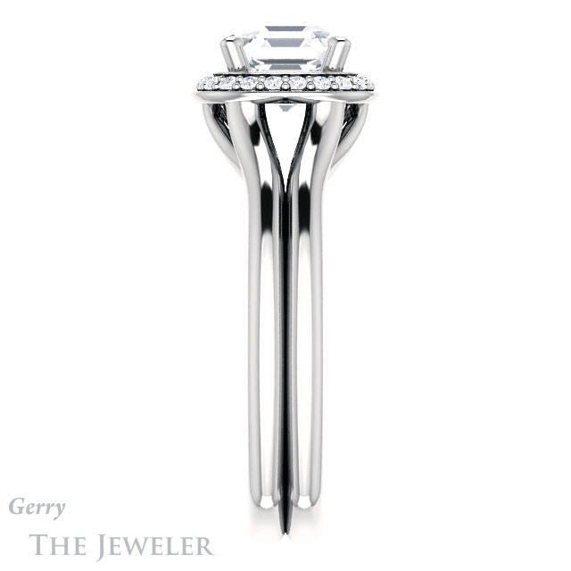 14k White Gold Asscher Cut Forever One Engagement Ring Setting #GTJ995-asscher-fo-w 3 14k White Gold Asscher Cut Forever One Engagement Ring Setting #GTJ995-asscher-fo-w