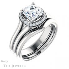 14k White Gold Asscher Cut Forever One Engagement Ring Setting #GTJ995-asscher-fo-w 6 14k White Gold Asscher Cut Forever One Engagement Ring Setting #GTJ995-asscher-fo-w