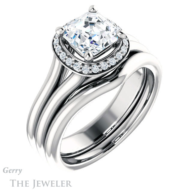 14k White Gold Asscher Cut Forever One Engagement Ring Setting #GTJ995-asscher-fo-w 6 14k White Gold Asscher Cut Forever One Engagement Ring Setting #GTJ995-asscher-fo-w