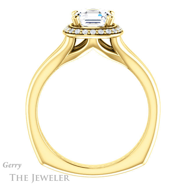 14k Yellow Gold Asscher Cut Forever One Engagement Ring Setting #GTJ995-asscher-fo-y 2 14k Yellow Gold Asscher Cut Forever One Engagement Ring Setting #GTJ995-asscher-fo-y