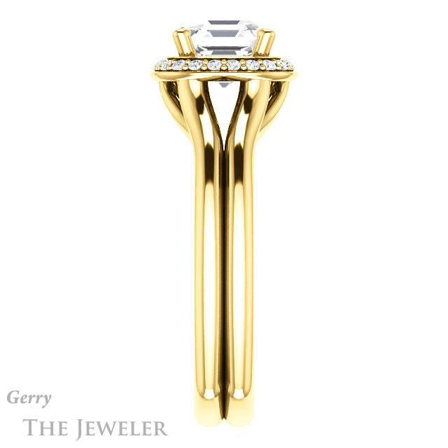 14k Yellow Gold Asscher Cut Forever One Engagement Ring Setting #GTJ995-asscher-fo-y 3 14k Yellow Gold Asscher Cut Forever One Engagement Ring Setting #GTJ995-asscher-fo-y
