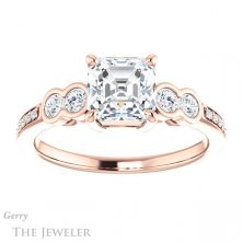 14k Rose Gold Asscher Cut Forever One Engagement Ring Setting #GTJ996-asscher-fo-r 1 14k Rose Gold Asscher Cut Forever One Engagement Ring Setting #GTJ996-asscher-fo-r