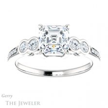14k White Gold Asscher Cut Forever One Engagement Ring Setting #GTJ996-asscher-fo-w 1 14k White Gold Asscher Cut Forever One Engagement Ring Setting #GTJ996-asscher-fo-w