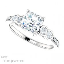14k White Gold Asscher Cut Forever One Engagement Ring Setting #GTJ996-asscher-fo-w 5 14k White Gold Asscher Cut Forever One Engagement Ring Setting #GTJ996-asscher-fo-w