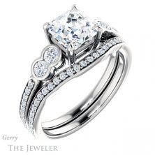 14k White Gold Asscher Cut Forever One Engagement Ring Setting #GTJ996-asscher-fo-w 6 14k White Gold Asscher Cut Forever One Engagement Ring Setting #GTJ996-asscher-fo-w