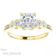 14k Yellow Gold Asscher Cut Forever One Engagement Ring Setting #GTJ996-asscher-fo-y