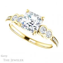 14k Yellow Gold Asscher Cut Forever One Engagement Ring Setting #GTJ996-asscher-fo-y