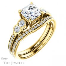 14k Yellow Gold Asscher Cut Forever One Engagement Ring Setting #GTJ996-asscher-fo-y
