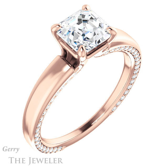 Asscher Cut Forever One Engagement Ring Setting #GTJ998-asscher-fo-r | Gerry The Jeweler 14k Rose Gold Asscher Cut Forever One Engagement Ring Setting #GTJ998-asscher-fo-r
