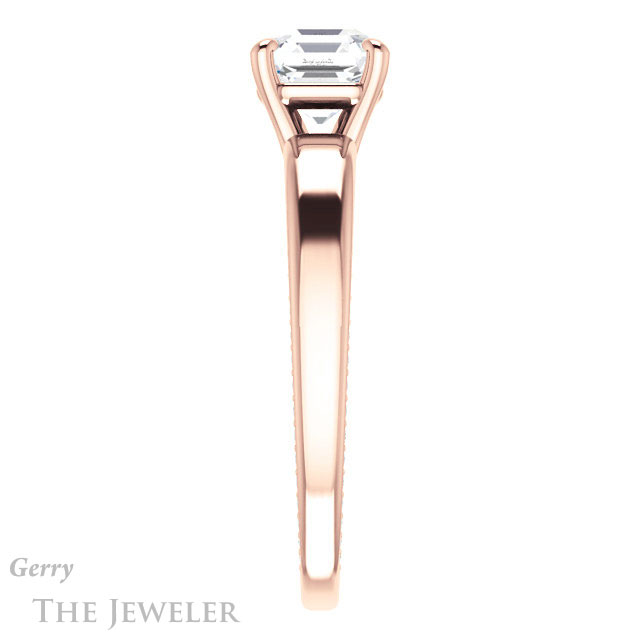 Asscher Cut Forever One Engagement Ring Setting #GTJ998-asscher-fo-r | Gerry The Jeweler 14k Rose Gold Asscher Cut Forever One Engagement Ring Setting #GTJ998-asscher-fo-r