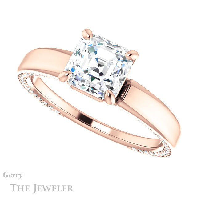 Asscher Cut Forever One Engagement Ring Setting #GTJ998-asscher-fo-r | Gerry The Jeweler 14k Rose Gold Asscher Cut Forever One Engagement Ring Setting #GTJ998-asscher-fo-r