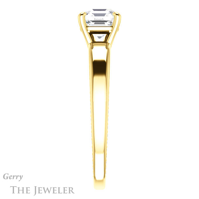 Asscher Cut Forever One Engagement Ring Setting #GTJ998-asscher-fo-y | Gerry The Jeweler 14k Yellow Gold Asscher Cut Forever One Engagement Ring Setting #GTJ998-asscher-fo-y