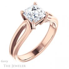 14k Rose Gold Asscher Cut Forever One Engagement Ring Setting #GTJ999-asscher-fo-r