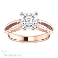 14k Rose Gold Asscher Cut Forever One Engagement Ring Setting #GTJ999-asscher-fo-r