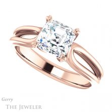 14k Rose Gold Asscher Cut Forever One Engagement Ring Setting #GTJ999-asscher-fo-r