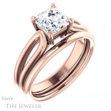 14k Rose Gold Asscher Cut Forever One Engagement Ring Setting #GTJ999-asscher-fo-r