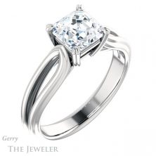 14k White Gold Asscher Cut Forever One Engagement Ring Setting #GTJ999-asscher-fo-w