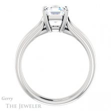 14k White Gold Asscher Cut Forever One Engagement Ring Setting #GTJ999-asscher-fo-w
