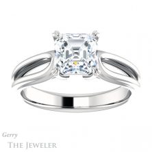 14k White Gold Asscher Cut Forever One Engagement Ring Setting #GTJ999-asscher-fo-w
