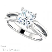 14k White Gold Asscher Cut Forever One Engagement Ring Setting #GTJ999-asscher-fo-w