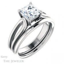 14k White Gold Asscher Cut Forever One Engagement Ring Setting #GTJ999-asscher-fo-w