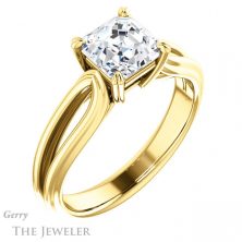14k Yellow Gold Asscher Cut Forever One Engagement Ring Setting #GTJ999-asscher-fo-y 4 14k Yellow Gold Asscher Cut Forever One Engagement Ring Setting #GTJ999-asscher-fo-y