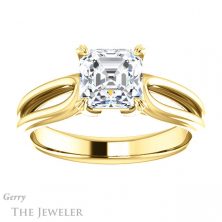 14k Yellow Gold Asscher Cut Forever One Engagement Ring Setting #GTJ999-asscher-fo-y 1 14k Yellow Gold Asscher Cut Forever One Engagement Ring Setting #GTJ999-asscher-fo-y