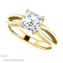 14k Yellow Gold Asscher Cut Forever One Engagement Ring Setting #GTJ999-asscher-fo-y 5 14k Yellow Gold Asscher Cut Forever One Engagement Ring Setting #GTJ999-asscher-fo-y