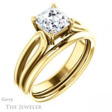 14k Yellow Gold Asscher Cut Forever One Engagement Ring Setting #GTJ999-asscher-fo-y 6 14k Yellow Gold Asscher Cut Forever One Engagement Ring Setting #GTJ999-asscher-fo-y
