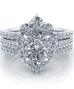 Pear Shaped Halo Moissanite Ring #GTJ3913-pear-fo-w | Gerry The Jeweler Pear Shaped Halo Moissanite Ring #GTJ3913-pear-fo-w - Image 11
