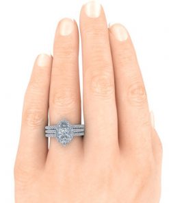 Pear Shaped Halo Moissanite Ring #GTJ3913-pear-fo-w | Gerry The Jeweler Pear Shaped Halo Moissanite Ring #GTJ3913-pear-fo-w - Image 13