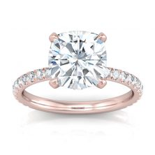 Rose Gold Cushion Cut Forever One Moissanite Ring