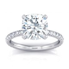 Cushion Cut Engagement Ring with Sidestones - GTJ3607w-2 9mm Forever One Cushion Cut Moissanite Ring