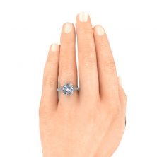 Cushion Cut Engagement Ring with Sidestones - GTJ3607w-hand