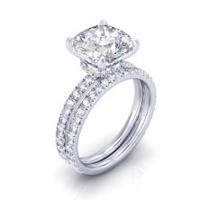 Cushion Cut Engagement Ring with Sidestones - GTJ3607w-set-1
